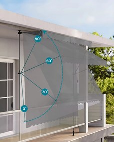 ModernHome Výškovo nastaviteľná vodeodolná balkónová slnečná clona s ručnou kľukou
