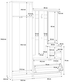Predsieňová stena so zrkadlom KAVI dub artisan