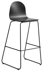 Barová stolička GANDER, s klzákmi, výška sedu 790 mm, lakovaná, čierna