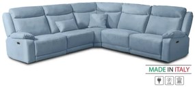 Kožená sedacia súprava CONTINENTAL rohová s funkciou relax, elektrické, sv. modrá (cielo 332)