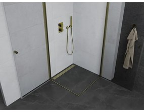 Mexen Pretoria Duo, 2-krídlový sprchovací kút 100 (dvere) x 100 (dvere) cm, 6mm číre sklo, zlatý profil, 852-100-100-50-00-02