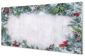 Sklenený obraz Snehové šišky, vetvičky 120x60 cm