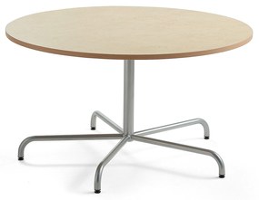 Stôl PLURAL, Ø1300x720 mm, linoleum - béžová, strieborná