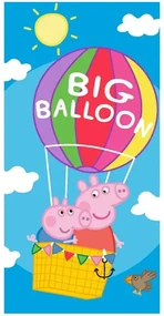 Bavlnená plážová osuška Prasiatka Pepina a Tomík v balóne - Peppa Pig - 100% bavlna - 70 x 140 cm