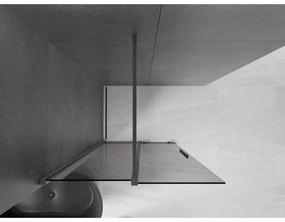 Mexen Velar, sprchová zástena s posuvnými dverami Walk-in 100 x 200 cm, 8mm šedé sklo, brúsený grafit, 871-100-000-43-95