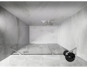 Mexen Lunar, ľavé otočné sprchové dvere 150 cm, 8mm číre sklo, biely profil, 834S-150-050-20-00-L