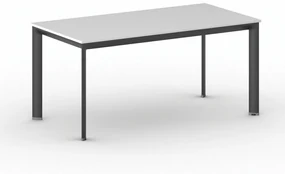 Kancelársky stôl PRIMO INVITATION, čierna podnož, 1600 x 800 mm, biela