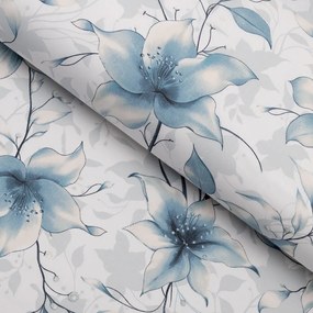 Biante Bavlnený záves Sandra SA-737 Modro-sivé kvety vanilky na bielom 150x250 cm