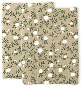 A Little Lovely Company - Mušelínové plienky, blossom - dark sage - 2 ks