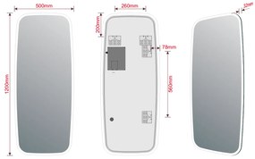 Sapho Sapho, TONG zrkadlo s LED osvetlením 50x120cm, TN5012