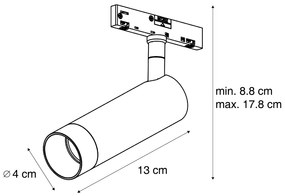 Moderný reflektor čierny pre 1-fázový koľajnicový systém GU10 35mm - Slimline Uzzy