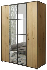 Skriňa Oslo I 150 Artisan/čierna/zrkadlo