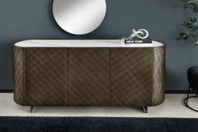 Komoda REFLECTION 150 cm 3D efekt bronzová s keramickou mramorovou doskou biela
