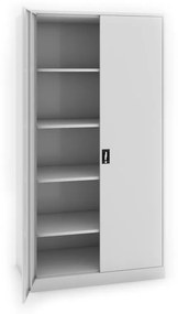 Dielenská policová skriňa na náradie KOVONA JUMBO, 4 police, zváraná, 1200 x 800 x 1950 mm, sivá / sivá