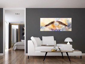 Obraz - Lapač snov s pierkami (120x50 cm)