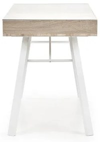 PISACÍ STÔL BASILE DUB SONOMA BIELY + SKLO 120 cm