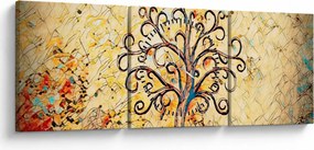 Obraz - Mozaikový strom života (s hodinami) (90x30 cm)