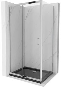 Mexen Apia sprchová kabína, posuvné dvere 140 x 70 cm, transparentnéné, chrómová + závesný bidet Flat, čierna