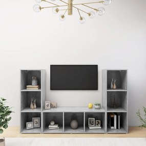 TV skrinky 3 ks betónové sivé 107x35x37 cm drevotrieska