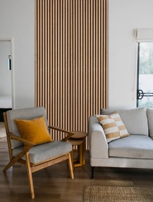 Drevený akustický panel, 2400 x 600 mm, čierny podklad, balenie 5 ks, breza