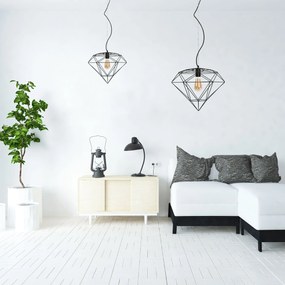 Toolight - Závesná lampa 1xE27 DIAMENT 392197, čierna, OSW-08570