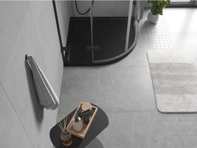 Mexen Flow, štvrťkruhová sprchová vanička slim 80 x 80 cm, čierna matná, 46Q708080