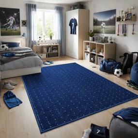 Condor Carpets, Kusový koberec Udinese modrý štvorec, 80x80, modrá, chodba / predsieň