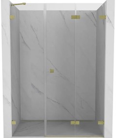 Mexen Lunar-F, pravé sklápacie sprchové dvere 110 cm, 8mm číre sklo, zlatý matný profil, 836S-110-050-55-00-P