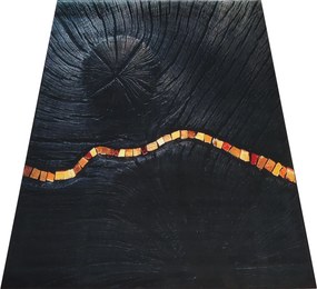 DY Čierno-zlatý koberec s motívom dreva Black N 11 Rozmer: 80x150 cm