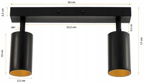 BERGE LED stropné svietidlo VIKI GOLD - 2xGU10 - čierne