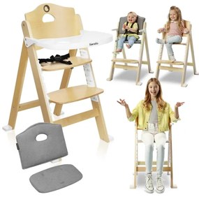 Lionelo - Detská jedálenská stolička 3v1 FLORIS Biela prírodná