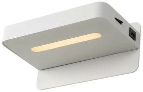 Lucide 77280/05/31 ATKIN - Nočná lampa - LED - 1x5W 2700K - s USB nabíjaním - biela