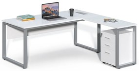 Rohový kancelársky stôl s kontajnerom Houseland Prime Home 01 180 cm biely