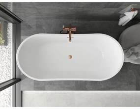 Mexen Montana, voľne stojaca vaňa 150 x 75 cm, biela-čierna, medený prepad, 52011507575-65