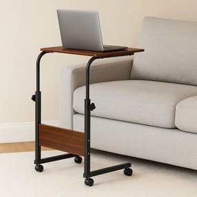 Stôl na notebook s kolieskami k pohovke/kreslu - tmavohnedý, ModernHome
