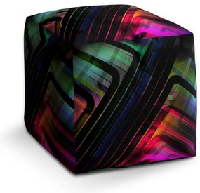 Taburet Cube čierne pruhy, farebná