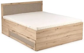 Dvoulůžková postel Borneo K 160x200 s šuplíky dub artisan/černá
