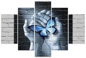 Obraz - Motýľ na stene (150x105 cm)