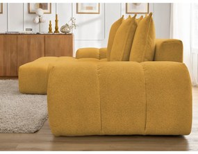 Ženilková rozkladacia/s úložným priestorom rohová pohovka v horčicovej farbe (ľavý roh/s leňoškou) Everest – Bobochic Paris