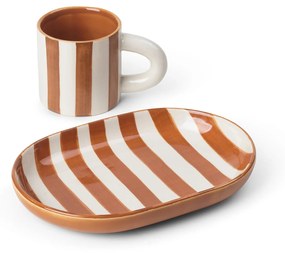 Ferm Living Kameninová šálka s podšálkou Milu Terracotta