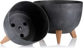 PLASTOVÝ KVETINÁČ ROSA LINEA SADA 2KS 15X24,3 CM+18,3X29,2 CM IMITÁCIA BETÓNU ČIERNA