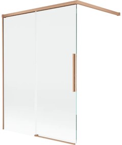 Mexen Rox, 2-krídlová posuvná vaňová zástena 120 x 150 cm, 8mm číre sklo, medený matný profil, 8C9-120-003-65-00