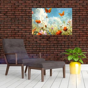 Obraz - Motýle na letnej lúke (90x60 cm)