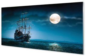 Obraz plexi Sea city mesiac loď 120x60 cm