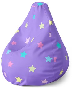 Sablio Sedací vak Pear Hviezdy na fialovej - 70 x 95 x 15 cm