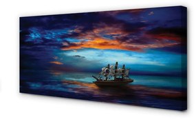 Obraz canvas Zamračené morská loď večer 140x70 cm