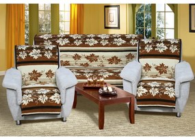 Bellatex Prehozy na sedaciu súpravu Karmela Plus Hnedé listy, 150 x 200 cm, 2 ks 65 x 150 cm