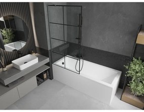 Mexen Next, 1-krídlová vaňová zástena 90 x 150 cm, 6mm číre sklo - čierny vzor, brúsený grafit, 895-090-000-00-77-66