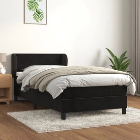 Posteľný rám boxspring s matracom čierny 100x200 cm zamat 3127537