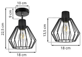 Stropné svietidlo NUVOLA 2, 1x čierne drôtené tienidlo, (možnosť polohovania)